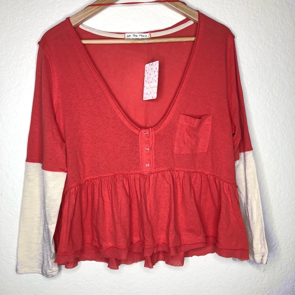 NWT We the Free Camella Combo Long Sleeve Top